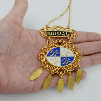 Anniyo Dve Štýl / Muhammad Náhrdelníky pre Ženy,Zlatá Farba Islamu, Alah Prívesok Šperky Arabská Islamská Eid Darčeky #003911