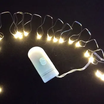 Tlačidlo Článkovou Batériou Napájaný LED Strieborná Farba Medený Drôt Mini Víla String Svetlá Pre Sviatok Vianočný Svadobné Party 8 Farieb