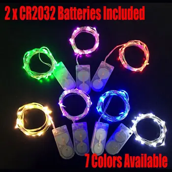 Tlačidlo Článkovou Batériou Napájaný LED Strieborná Farba Medený Drôt Mini Víla String Svetlá Pre Sviatok Vianočný Svadobné Party 8 Farieb