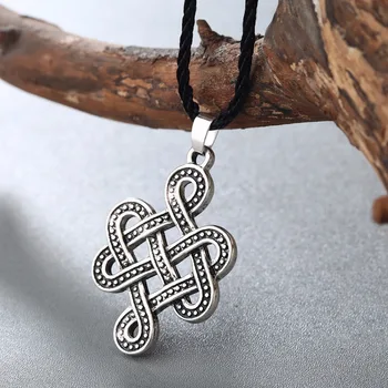 Kinitial Antické Striebro Bronz Čínsky Uzlov Cross Prívesok Náhrdelník Infinity Írsky Uzol Náhrdelníky Viking Punk Choker Šperky