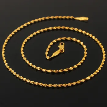 Luxusné Svadobné šperky collares women18k zlatý náhrdelník 3 mm 18 palcov módne šperky