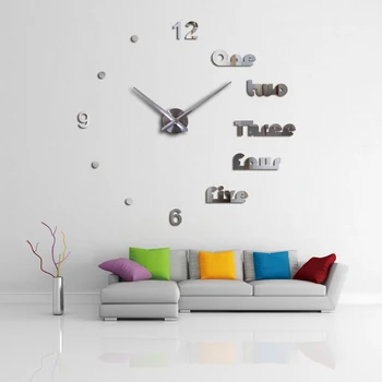 2018 nové 3d nástenné hodiny diy hodiny reloj de porovnanie Quartz hodinky Obývacia Izba Jednoduché Láska Kruhové Akryl zrkadlo nálepky horloge