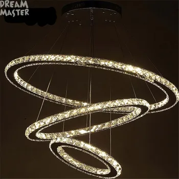 DIY LED Prívesok Svetlo K9 Crystal Visiace Lampy, Svietidlá Pre Vnútorné Domov 3 krúžky lesk pendente sala de jantar svetlo pendientes