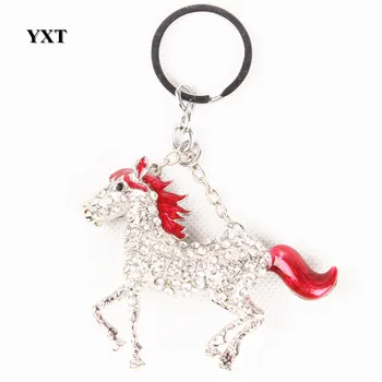Krásne Červený Kôň Bežať Cval Crystal Kúzlo Kabelka Kabelka Kľúča Vozidla Keyring Keychain Strany Tvorivé Priateľ Dar Príslušenstvo