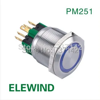ELEWIND 25 mm Zatlačte prepínač blokovania so svetlom(PM251F-22ZE/B/12V/S)