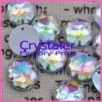 10 mm 200pcs/veľa Crystal AB Superior Taiwan Drop Akryl Crystal Korálky / Ploché Kamene späť Šitie Tlačidlá Šiť Na 2 otvory Zariadených izbách