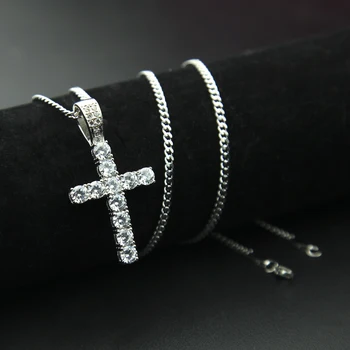 Uwin Luxusné Pánske Plný Crystal AAA CZ Zirkónmi Kríž Kúzlo Prívesok 24 inch Kubánskej Odkaz Náhrdelník Módne Šperky Dropshipping