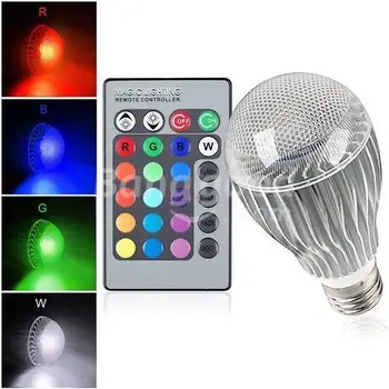 Vysoká kvalita 9W RGB LED Žiarovka AC85-265V E27 Farebné Vymeniteľné RGB LED Lampa s IR diaľkové ovládanie doprava zadarmo