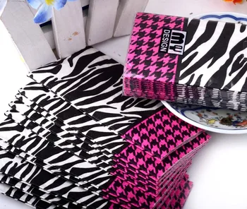 Potravinársky 21*21 cm malé wc tkaniva obrúsok tlačených zebra vreckovku svadobné serviette narodeninovej party domáce dekorácie