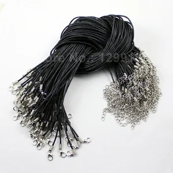 50pcs/veľa 17-19 Palcový Nastaviteľné Čierny Náhrdelník Kórea Vosk lano Kábel String 2 mm Pre DIY Šperky Robiť (k01871)