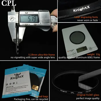 KnightX 52mm 58 77mm 67 MM UV CPL MODIFIKÁCIA infračervený Filter, Držiak Kruhový polarizačný Filter pre Nikon Canon D3300 D5200 D6 DSLR Fotoaparát