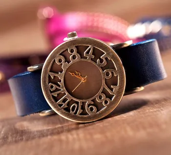 Shsby Nové Rómske Štýl vintage Digitálne duté z Pravých Krava Kožený remienok hodiniek ženy šaty hodinky žena quartz hodinky