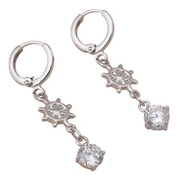 Royal Design Zirconia náušnice Biele zlato tón Crystal Strany značky módne Šperky Náušnice Kvapka JE536