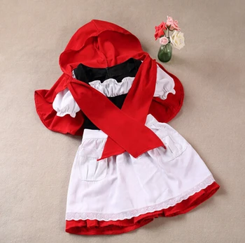 Halloween role-playing 105-150 cm dieťa dieťa Little Red Riding Hood cosplay karneval oblek, kostým party šaty+plášť dievča jednotné