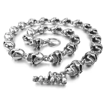 šperky náhrdelník Vysoká kvalita nové módne pánske veľké ťažké nerezovej ocele 316L náhrdelník reťaz prepojenie silver black gotický lebky