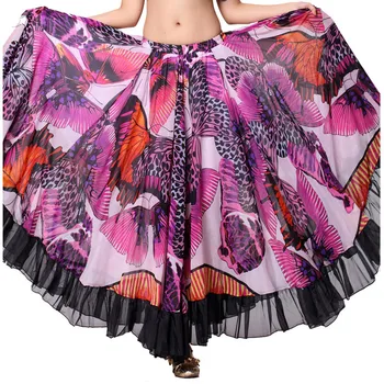 Tribal Belly Dance 2018 Výkon Cigán Sukne Motýľ Plný Kruh Flamenco Sukne Rómske Ženy, Brušný Tanec Sukne Šifón