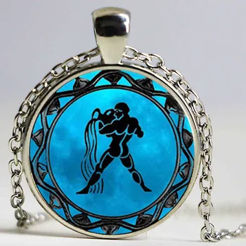 Zodiac Leo symbol prívesok ryby modrá ryby zverokruhu náhrdelník Libra astrológia Strelec horoskop šperky Škorpión šperky
