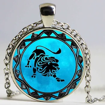 Zodiac Leo symbol prívesok ryby modrá ryby zverokruhu náhrdelník Libra astrológia Strelec horoskop šperky Škorpión šperky