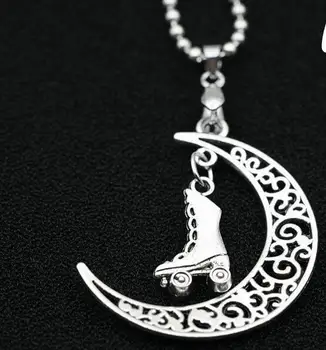 Kolieskové Topánky&Crescent Moon Charms Golier Choker Náhrdelník Prívesky Vintage Striebra Pre Ženy Šperky Príslušenstvo DIY 10PCS H380