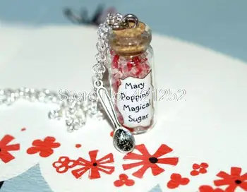 12pcs MARY POPPINS Lyžicu Magické Cukru sklenené Fľaše Náhrdelník s Lyžicou Kúzlo Inšpiroval náhrdelník