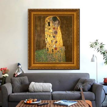 Zadarmo doprava Rakúsko Gustav Klimt Kiss vytlačí maľovanie Aabstract olejomaľba na plátne ptints domáce dekorácie obrázok