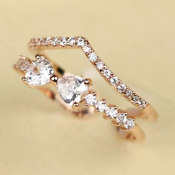Móda zirkón zlatej farby v tvare kruhu dvojitej vrstvy ženy bijoux nové šperky roztomilý jemné darček
