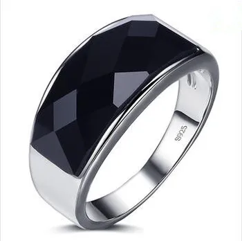 2016 Nový príchod teplej predaj módnych black klenot kameň 925 sterling silver mužov'rings veľkoobchod muž prsta snubný prsteň, šperky