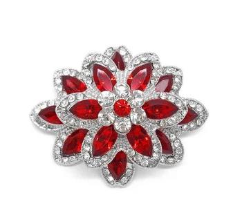 Vintage Strieborná Červená Marquise Crystal Diamante Kvetinové Svadobné Brošne Ženy