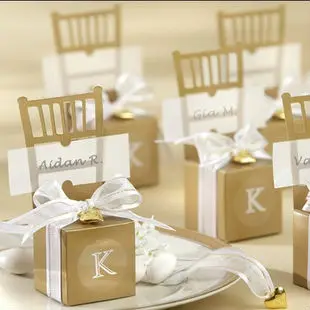 Doprava zadarmo 100ks/veľa svadobné prospech Monogram Zlaté Kreslo Prospech Políčko použiť ako candy balenie v svadobné party