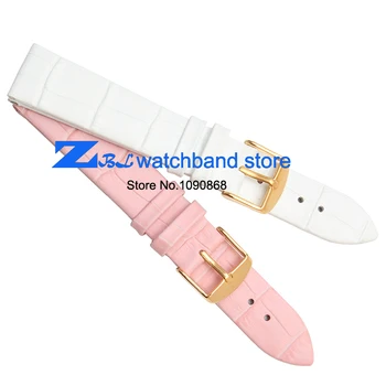 Ultra-tenké pravej kože watchband sledovať pás na zápästie náramkové hodinky pásma 10 mm 12 mm 14 mm 16 mm 18 mm 20 mm žena pink white