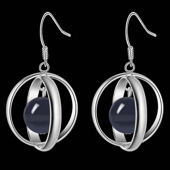 Dve čierne kruh zirkón kvalitné Strieborné Náušnice pre ženy módne šperky náušnice /APPZUHTD AURGEQNZ