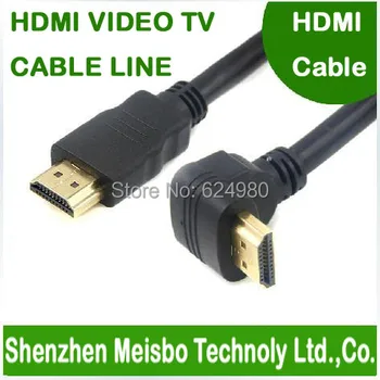 Vysoká hustota rýchlosť 90 ° koleno Pozlátené plug plochou 1,5 m 5 ft HD konektor monitora 1.4 V 3D STB k TV HDMI kábel