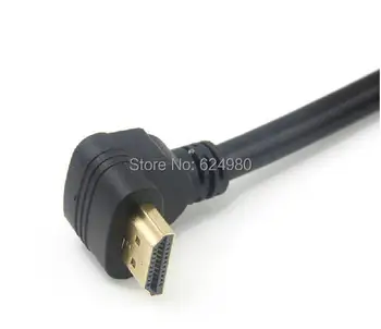 Vysoká hustota rýchlosť 90 ° koleno Pozlátené plug plochou 1,5 m 5 ft HD konektor monitora 1.4 V 3D STB k TV HDMI kábel
