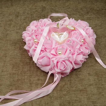 Srdce tvaru ruže, kvety valentína darček krúžok box luxusný prsteň vankúš svadobné vankúš držiteľ dekorácie