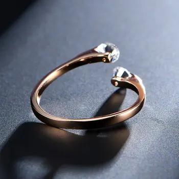 USTAR AAA Zirkón Snubné Prstene pre ženy otvorenie Rose gold color Crystal zásnubné prstene žena anel nastaviteľná veľkosť