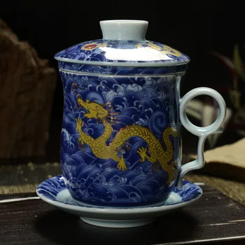 Moderné štyri - kus keramické poháre osobný úrad pitie čaju riadu filtrovanie domácnosti, kávové hrnčeky 300 ML