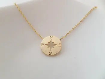 Yiustar 2017 Populárne Chokers Náhrdelník Šperky Jednoduchý Kompas Prívesok Náhrdelníky pre Ženy XL089