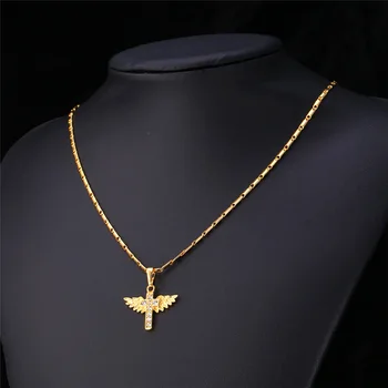 Anjel Krídla Náhrdelník Pre Ženy, Mužov, Zlatá Farba Módne Šperky Vintage Kríž Náhrdelníky & Prívesky P1106