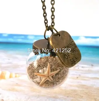 10pcs Miniatúrne Pláži Sveta - Piesok Hviezdice - Náhrdelník - Malé Pláže Sklo Šperky - Ampulka Šperky
