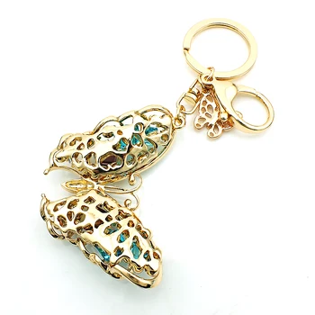 JINGLANG Značky Zlatá Farba Lobster Spona Tlačidlo Krúžky Visieť Farba Crystal Motýľ Kúzlo Ženy Keychain Kabelka Luxusné Šperky