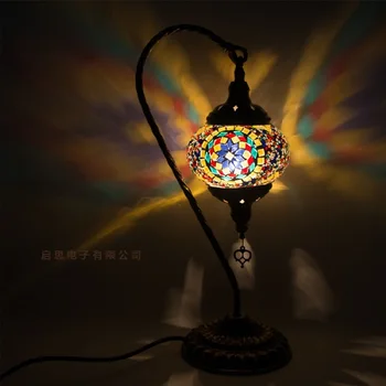 Turecký mozaiky stolná Lampa vintage štýle art deco Ručne lamparas de mesa mozaikové Sklo romantický posteľ svetlo lamparas con mosaicos