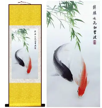Ryby, maľovanie na Hodváb prejdite obrazy tradičné umenie Čínskej maľby Ryby picturePrinted maľovanie