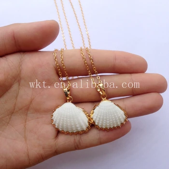 WT-JN014 Veľkoobchod Najnovšie 24k gold výbava biela venuša shell náhrdelník, krásne, očarujúce biele venuša shell náhrdelník