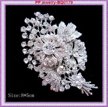 Vysoká Kvalita Číry Kubický Zirkón Crystal Diamante Banda Kvet Pin Brošňa Vintage Striebornej Farby, Elegantný Dizajn
