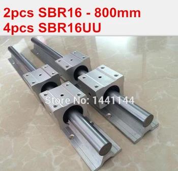 2 ks SBR16 - 800mm lineárne príručka + 4pcs SBR16UU blok pre cnc časti