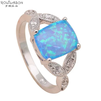 Blue fire Opal Striebro Pečiatkou Krúžok Módne Šperky tvar Obdĺžnika Trendy Prstene pre Ženy, USA veľkosť #7 #8 #8.5 OR557