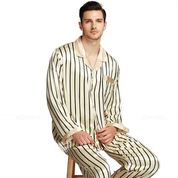 Mens Hodváb Saténové Pyžamo Nastaviť Pyžamá Nastaviť PJS Sleepwear Plavky S ~ 4XL Prekladané __Veľký a Vysoký