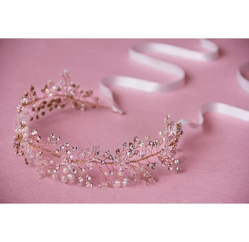 Strieborné pozlátené tiara luxusné svadobné hlavový most ručné headdress veľkoobchod pearl šperky, svadobné korún vlasy príslušenstvo