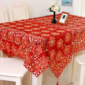 Vezon Hot Elegantné Vianočné Vyšívanie Stôl Runner Vianoce Vyšívané Plný Cutwork Ručné obrus Uterák Kryt Domova