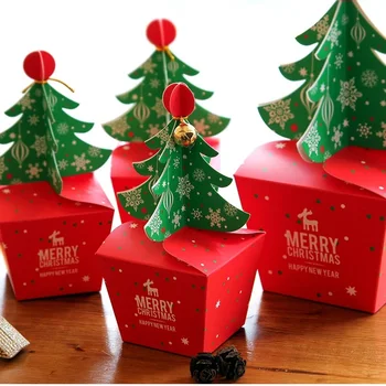 Vianočný stromček dizajn 12pcs candy Papierové Krabice Cookie darčeky Nádoby Balenia Potravín strana Použitie